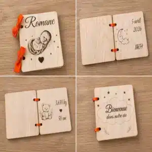 Album naissance en bois personnalisé
